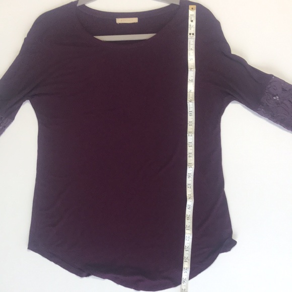 Anthropologie Bordeaux Brand Lace Inset Long Sleeve Top - Picture 6 of 7